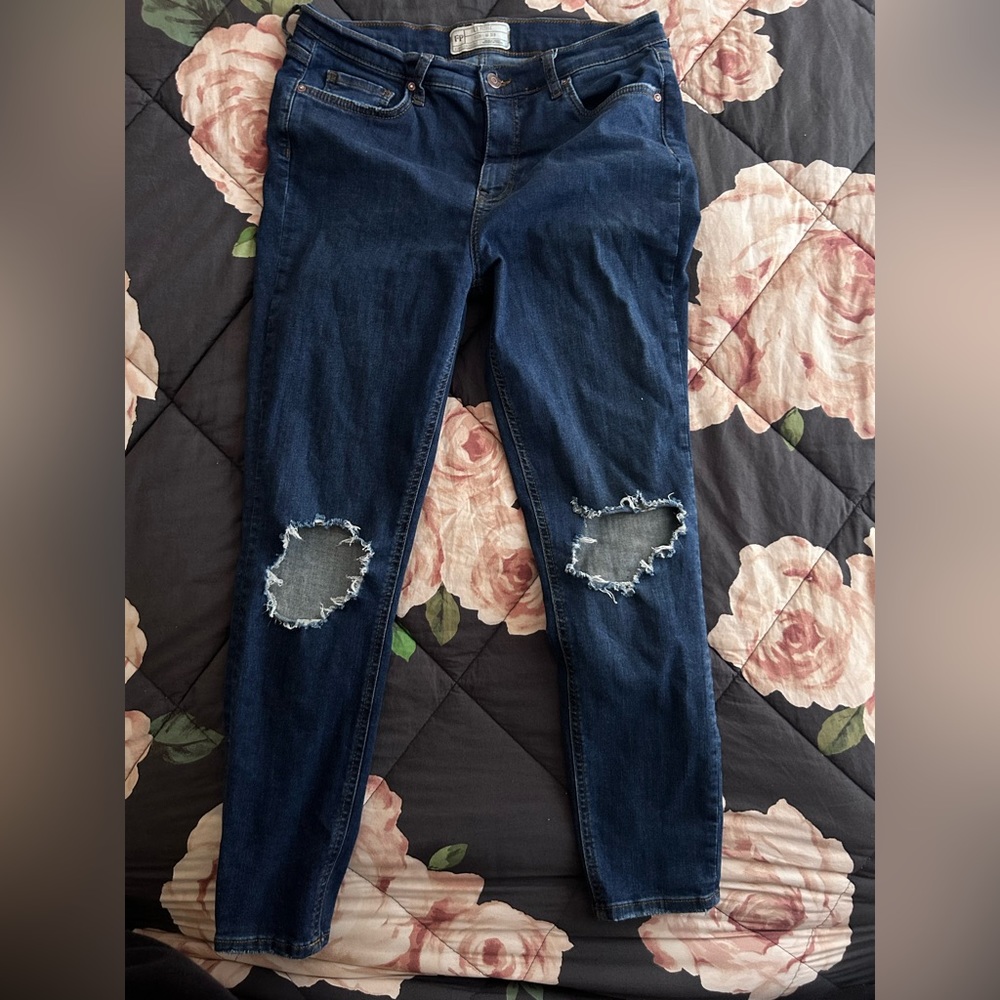 free people high rise busted knee skinny jeans